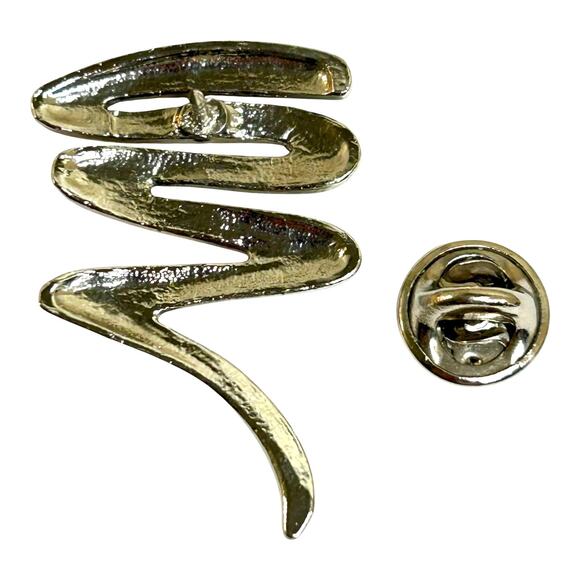 Vintage Smooth Silver Tone Lightning Zig Zag Squiggle Tornado Brooch Pin - Picture 4 of 8